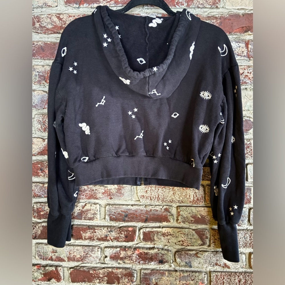 Cleobella Rayne Crop Hoodie ๐ Anthropologie Celestial Zip Up Boho Grunge - Picture 4 of 5